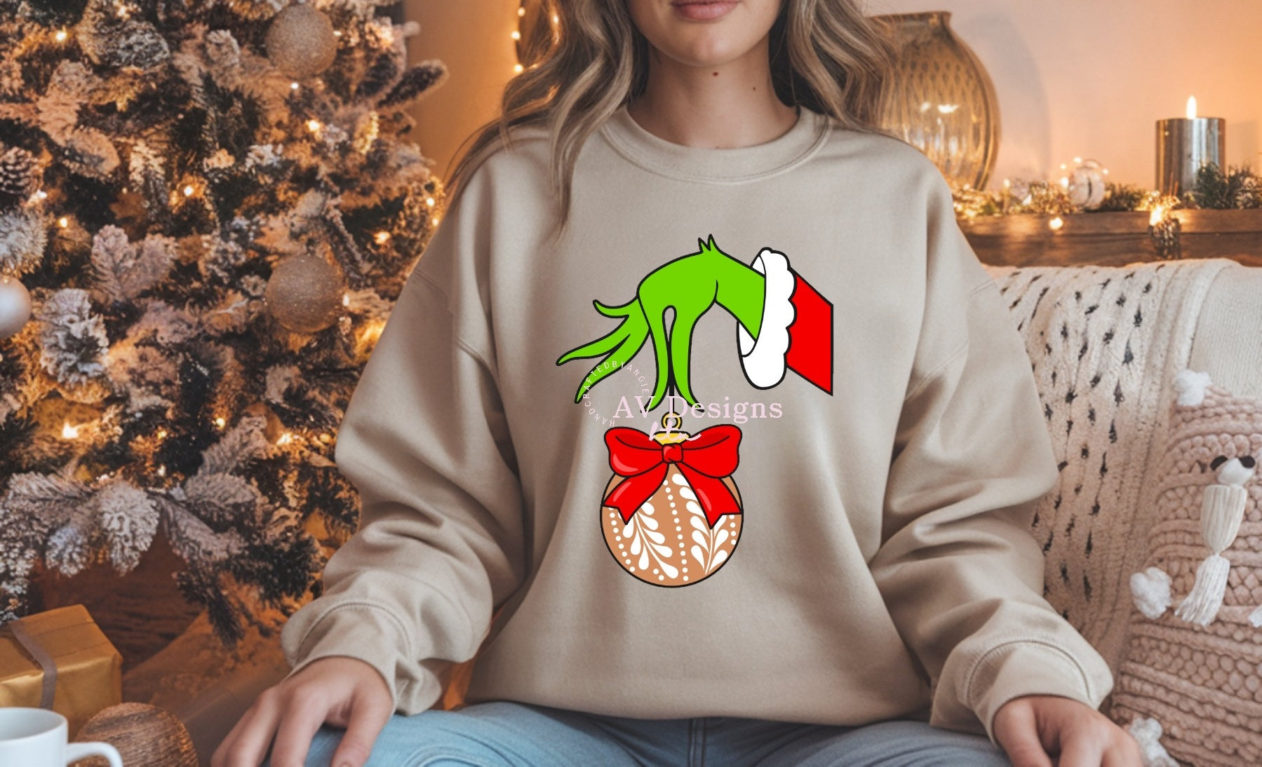 Talavera Barro Preppy Ornament Sand Crew Sweater