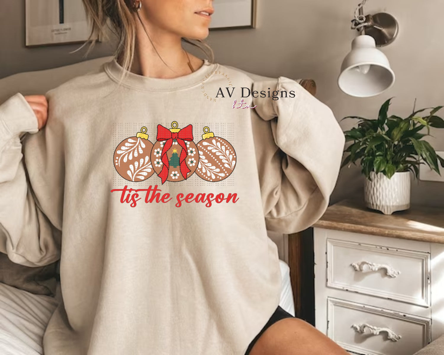 Mexican Ornaments -tis the season Sand Crew Sweater