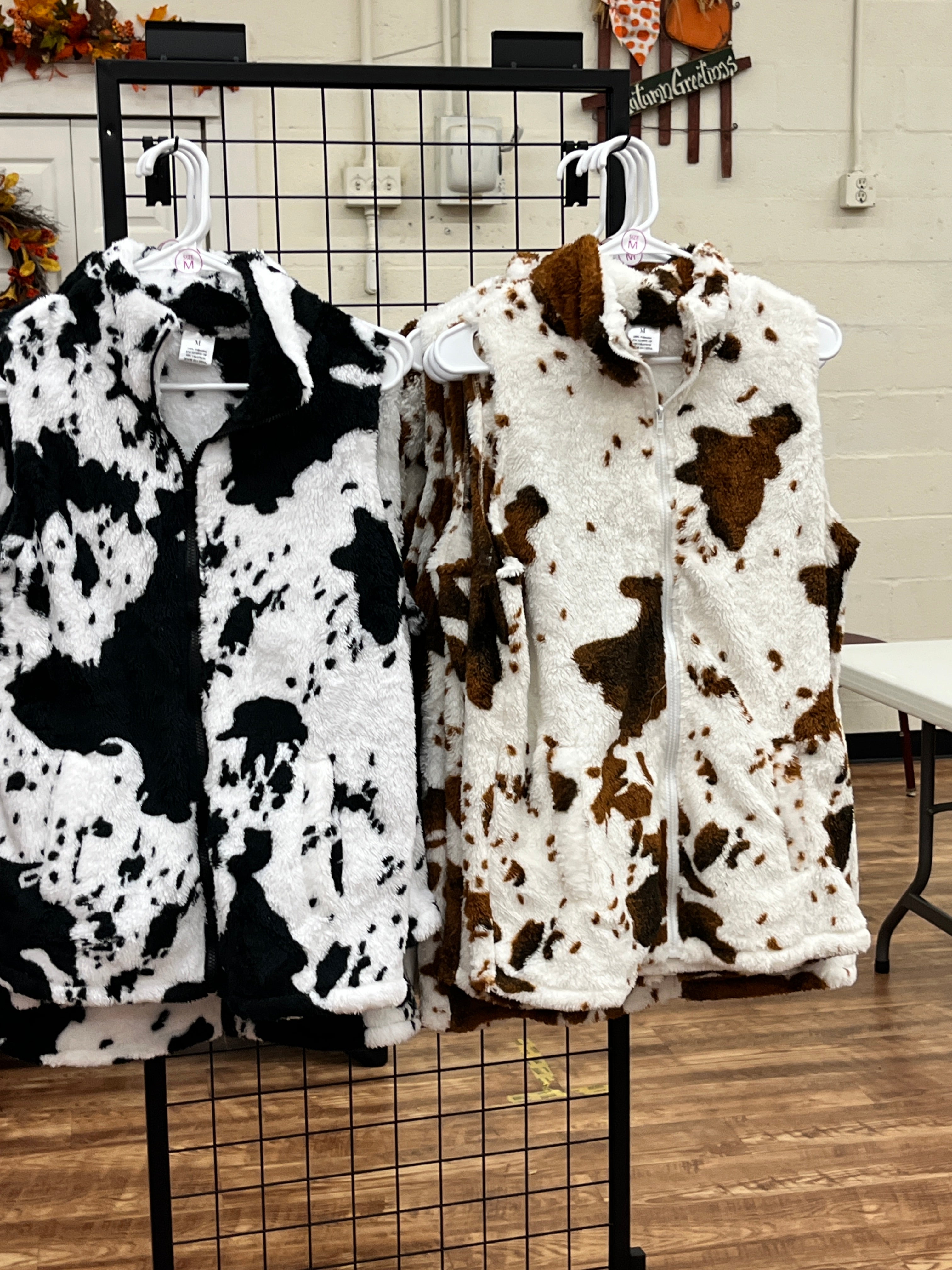 Sherpa Cow print Vest