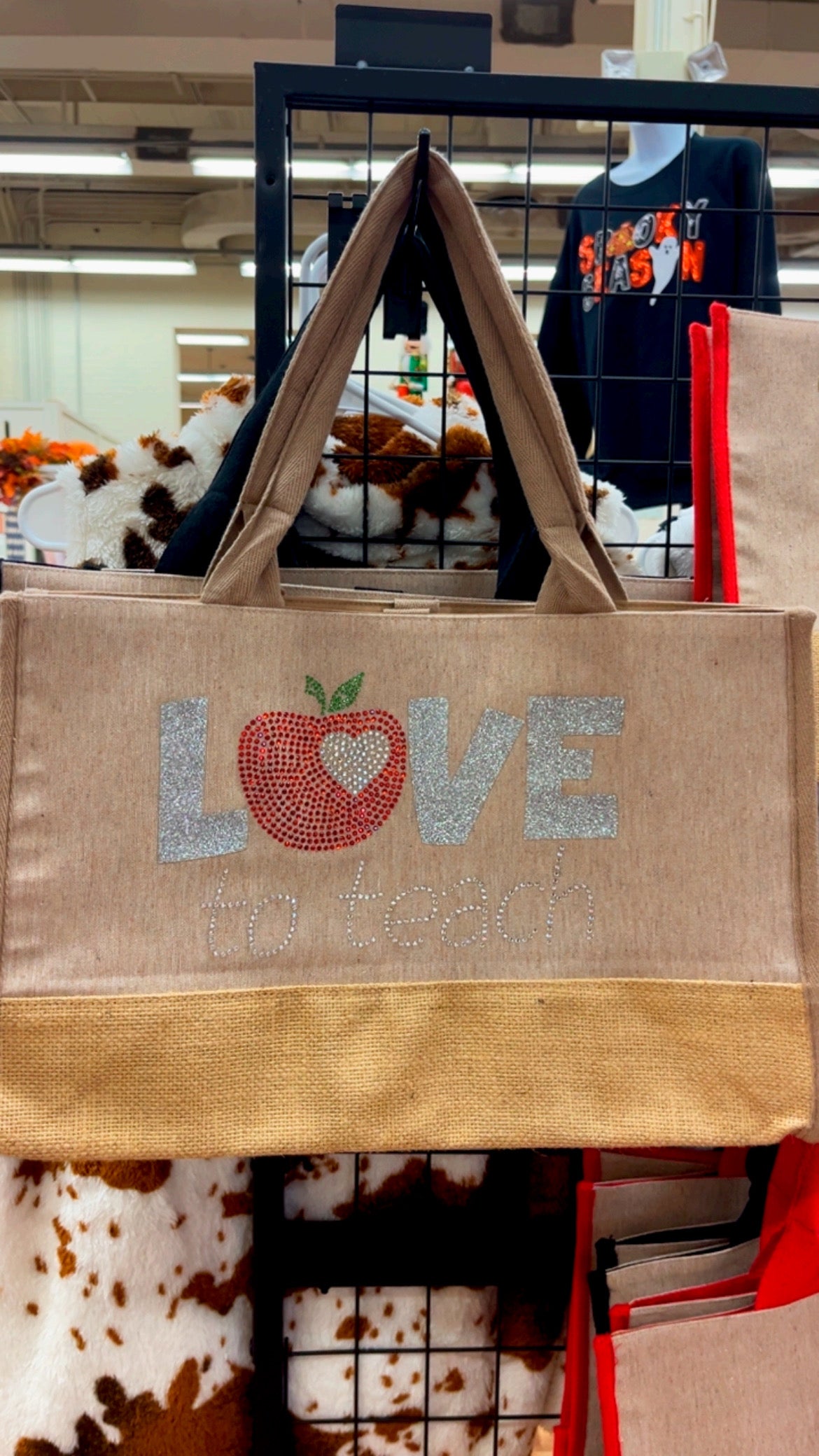 Love to Teach Jute tote bag