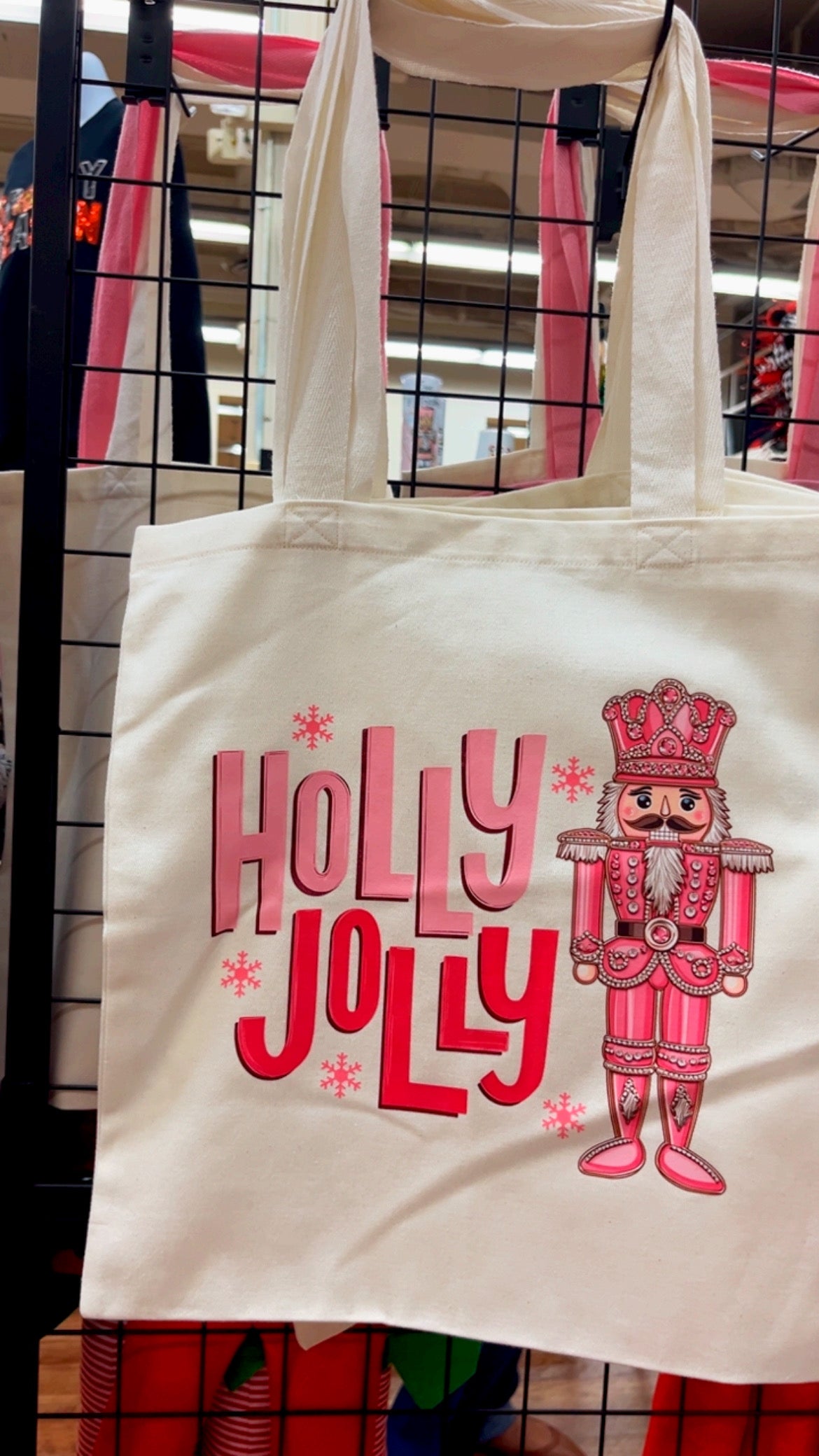 Holly Jolly canvas tote bag