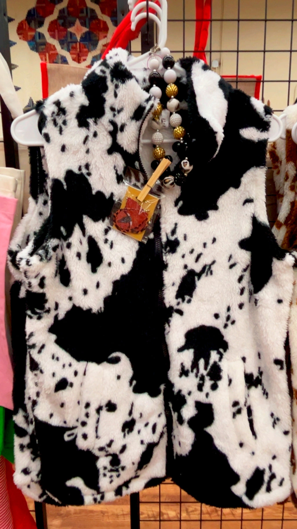 Sherpa Cow print Vest