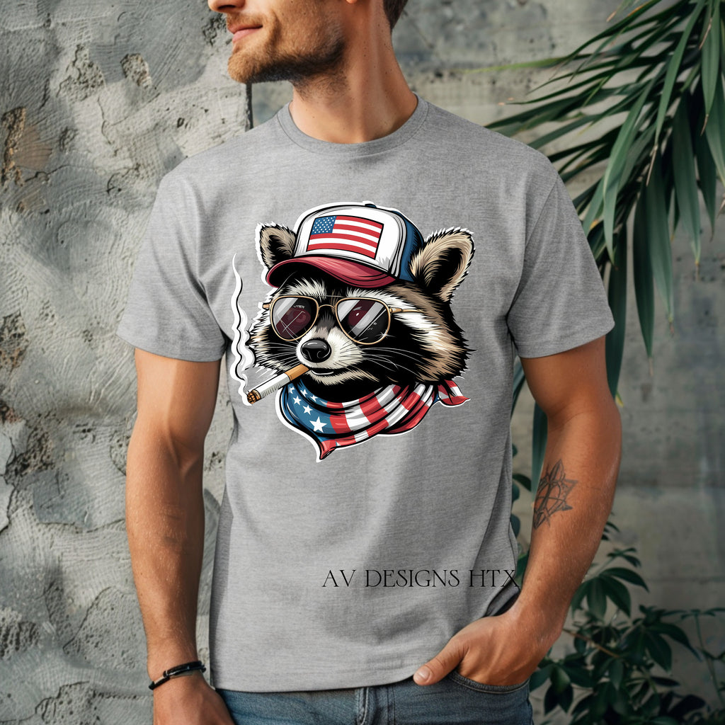 Patriotic Racoon USA T-shirt