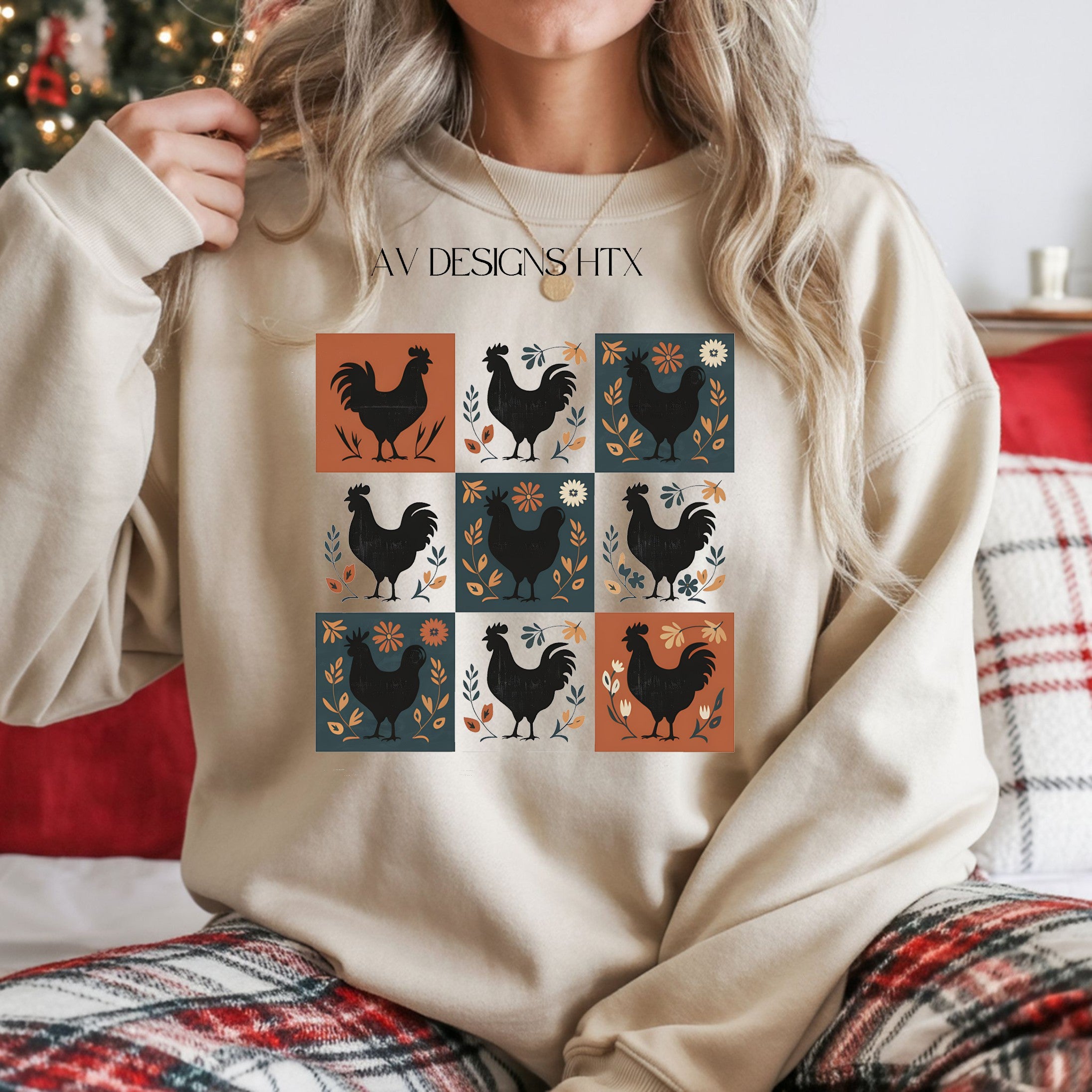 Boho Hen Patchwork Sweatshirt