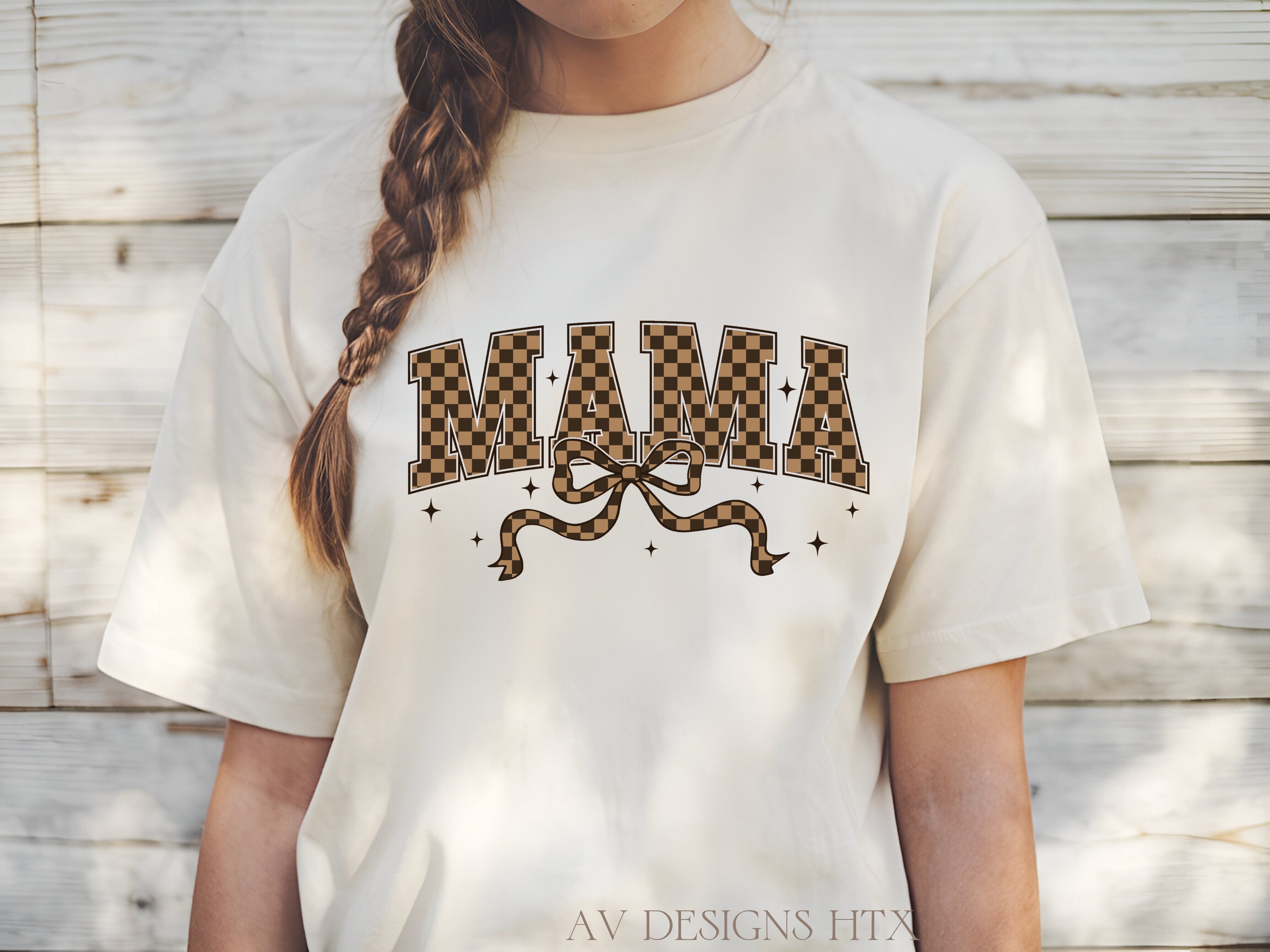 Cute Mama Checkered Brown Tee