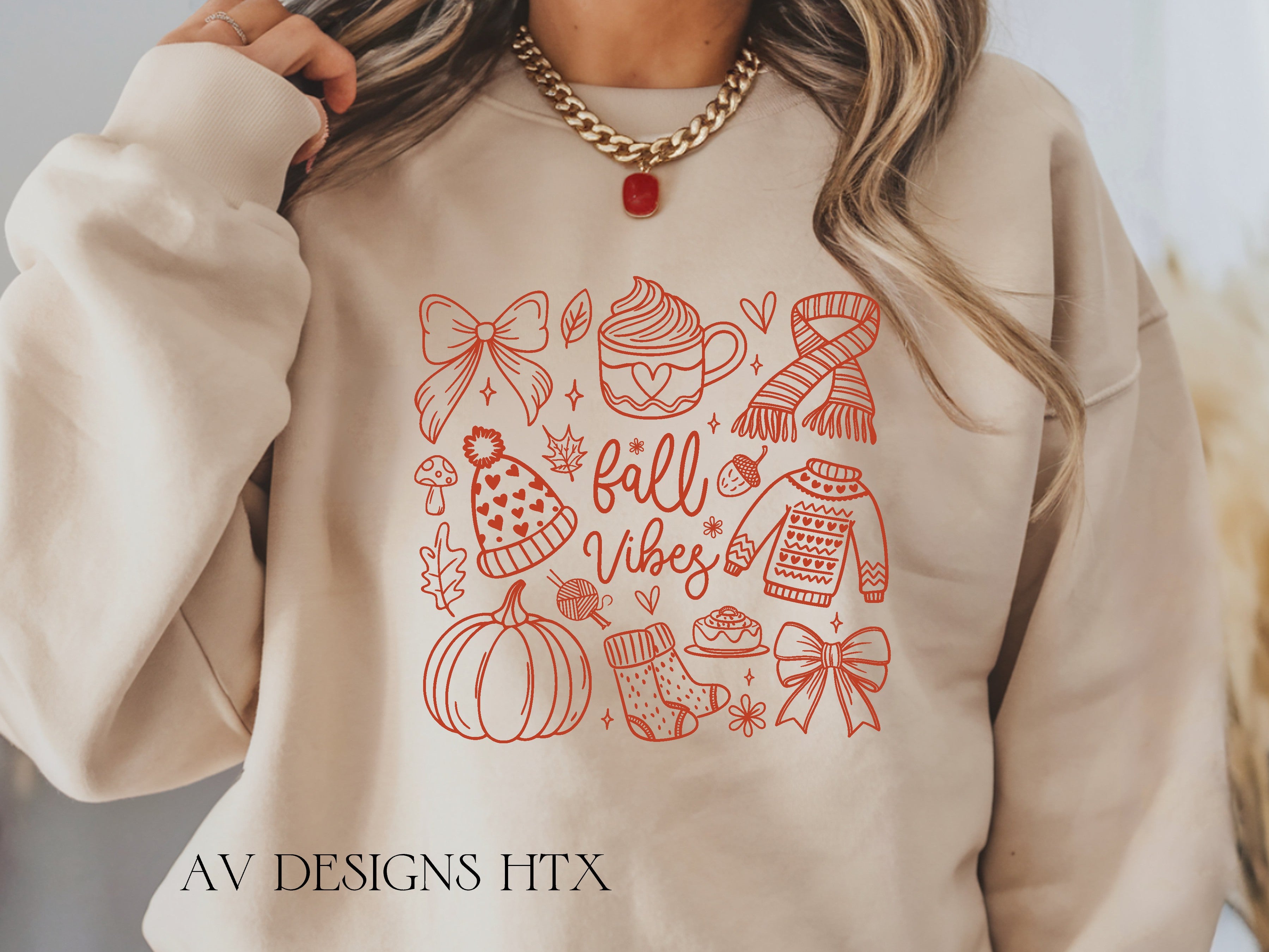 Fall Vibes Doodle Crew Sweatshirt