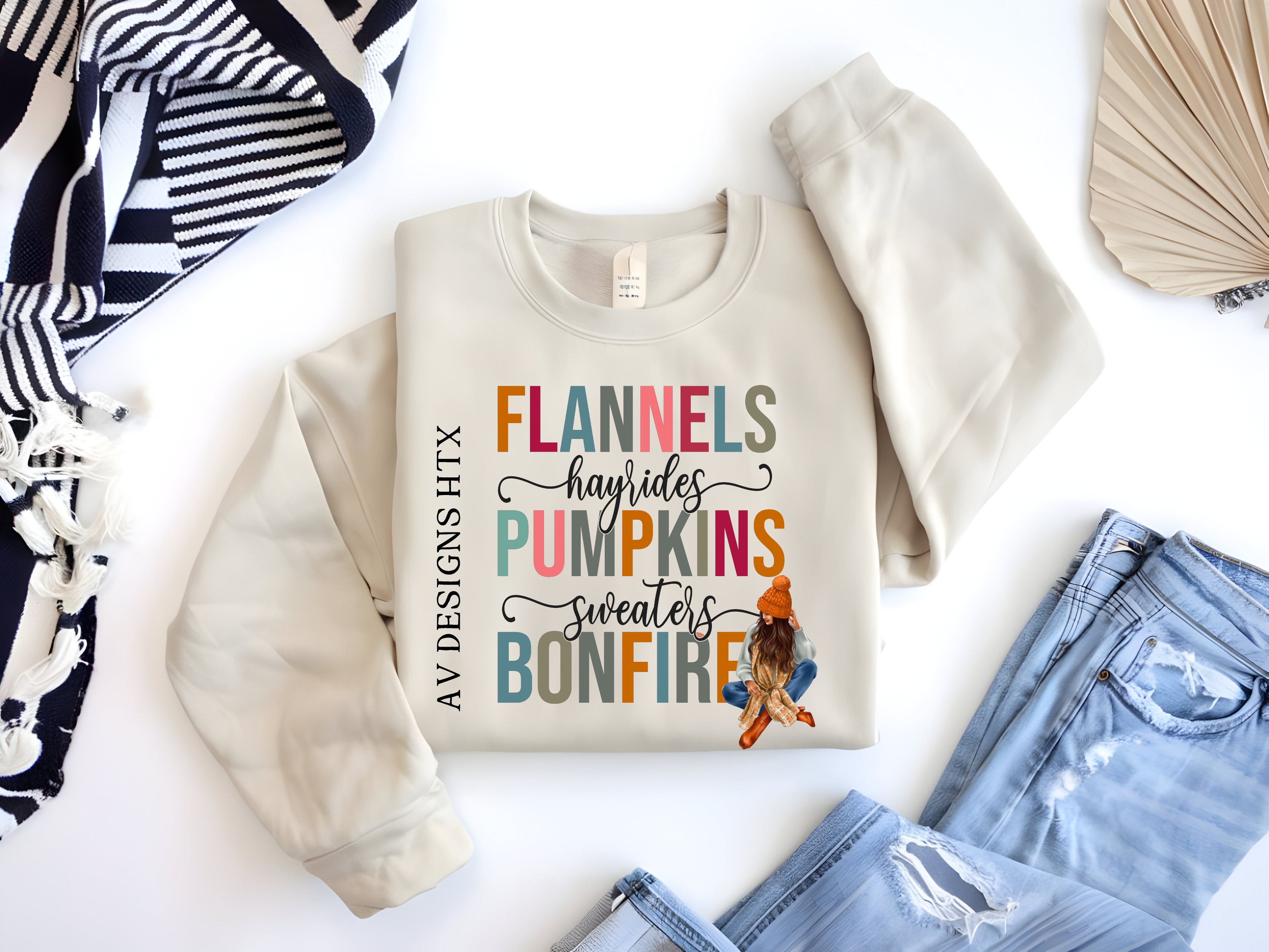 Flannel Girl Crew Sweatshirt