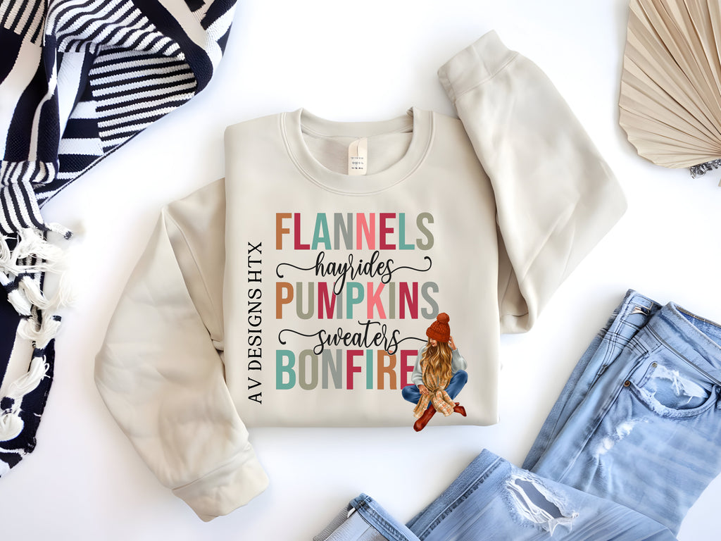 Flannel Girl Crew Sweatshirt