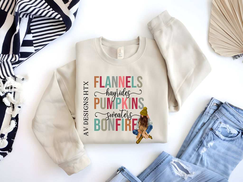 Flannel Girl Crew Sweatshirt
