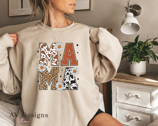 Floral MAMA Crew Sweater