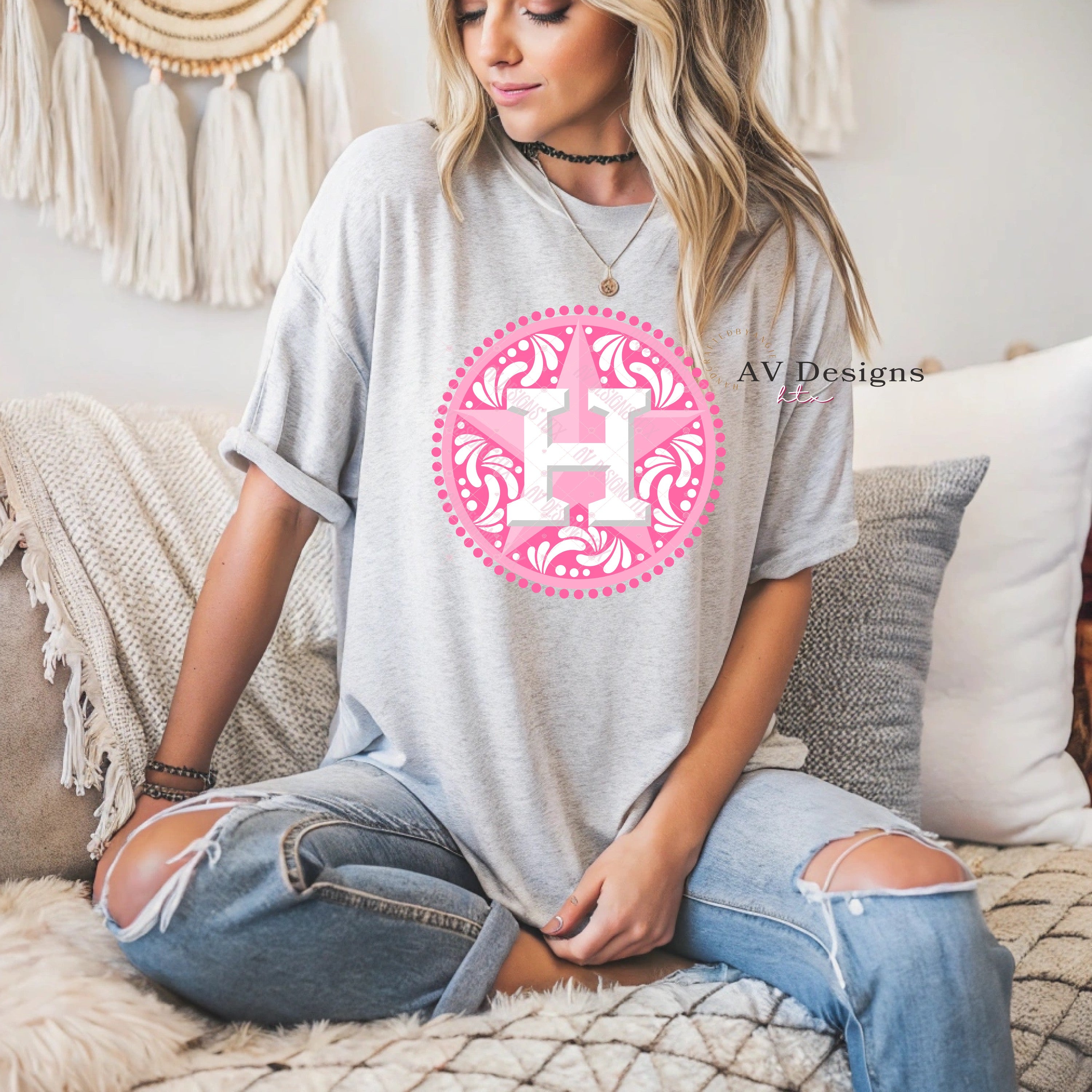 Houston Pink Talavera gray Tee