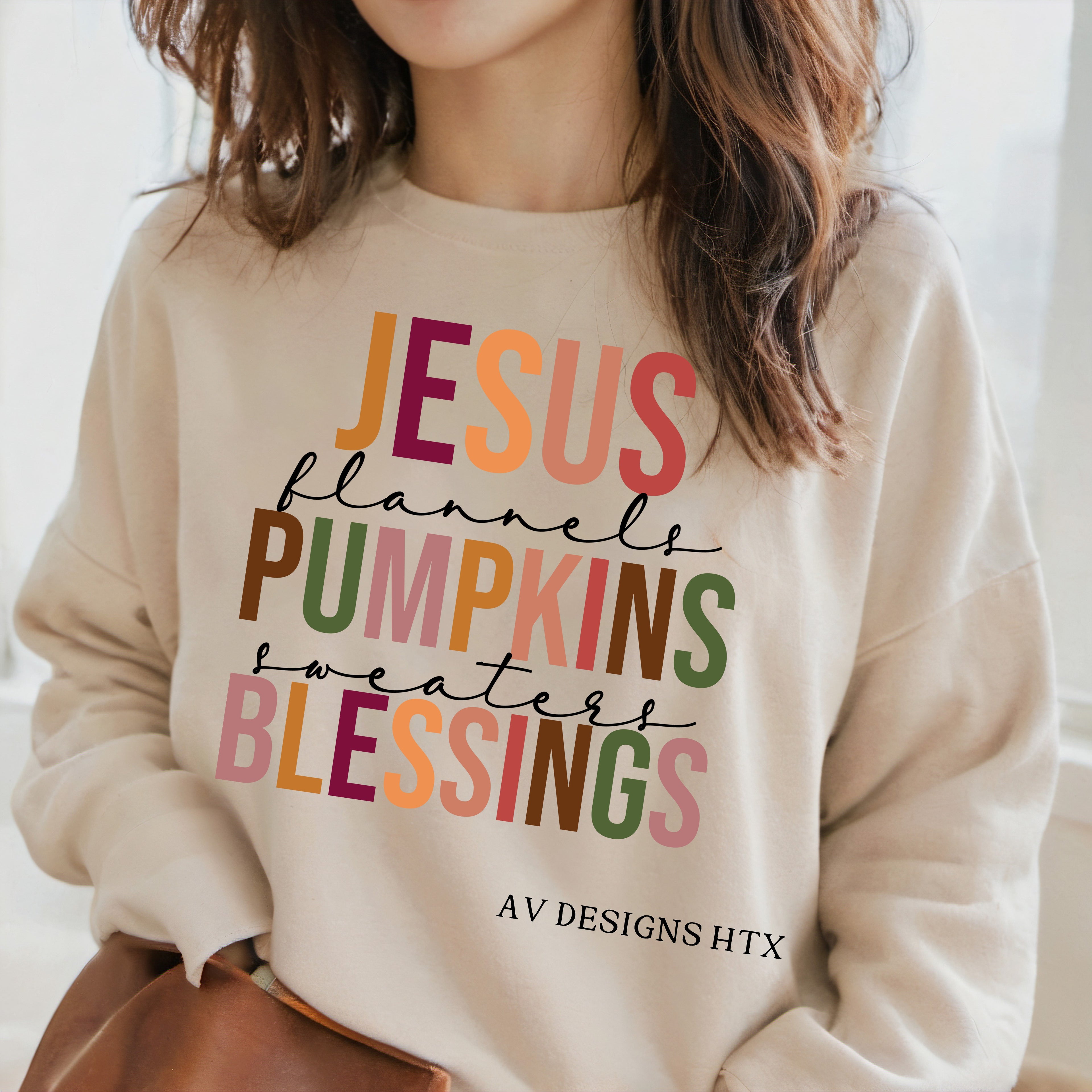 Jesus Pumpkins Blessings Crew Sweatshirt
