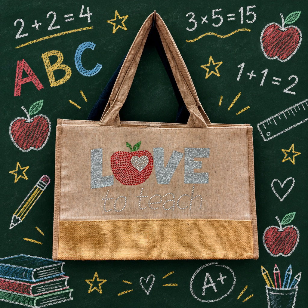 Love to Teach Jute tote bag