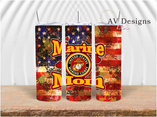 Marine Mom Flag Tumbler