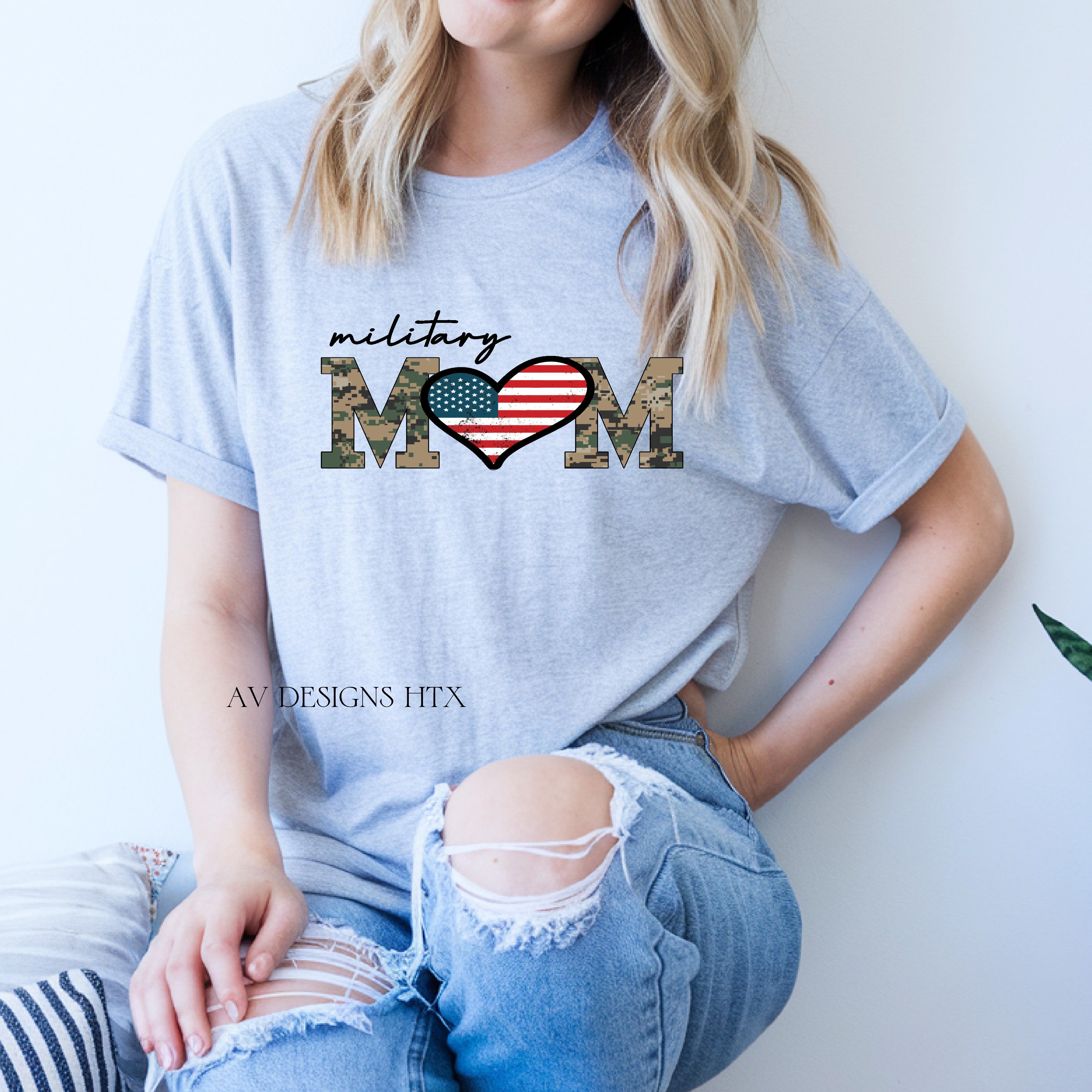 Military Mom Patriotic Camo Tee