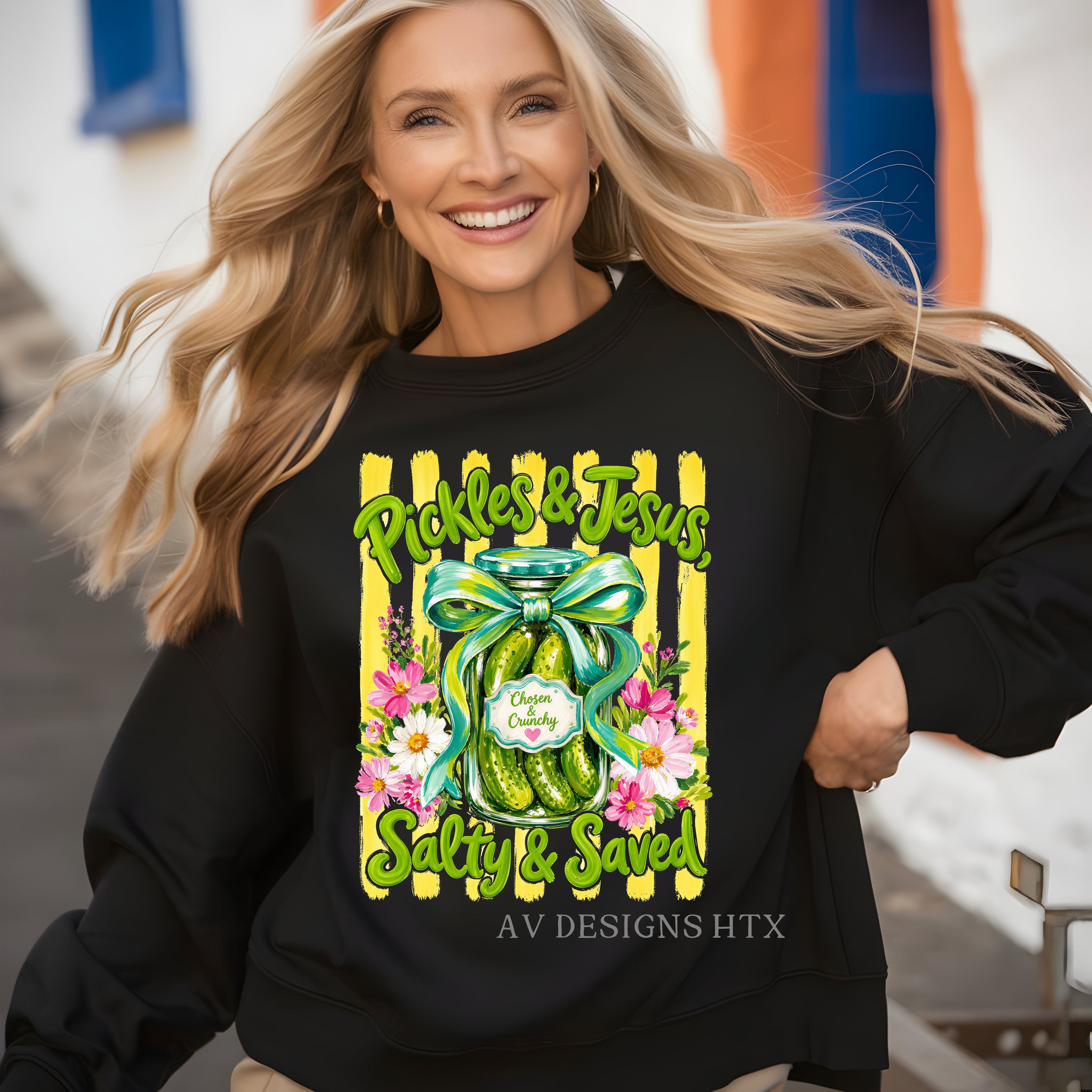 Pickles & Jesus Salty & Saved Crew Sweatshirt