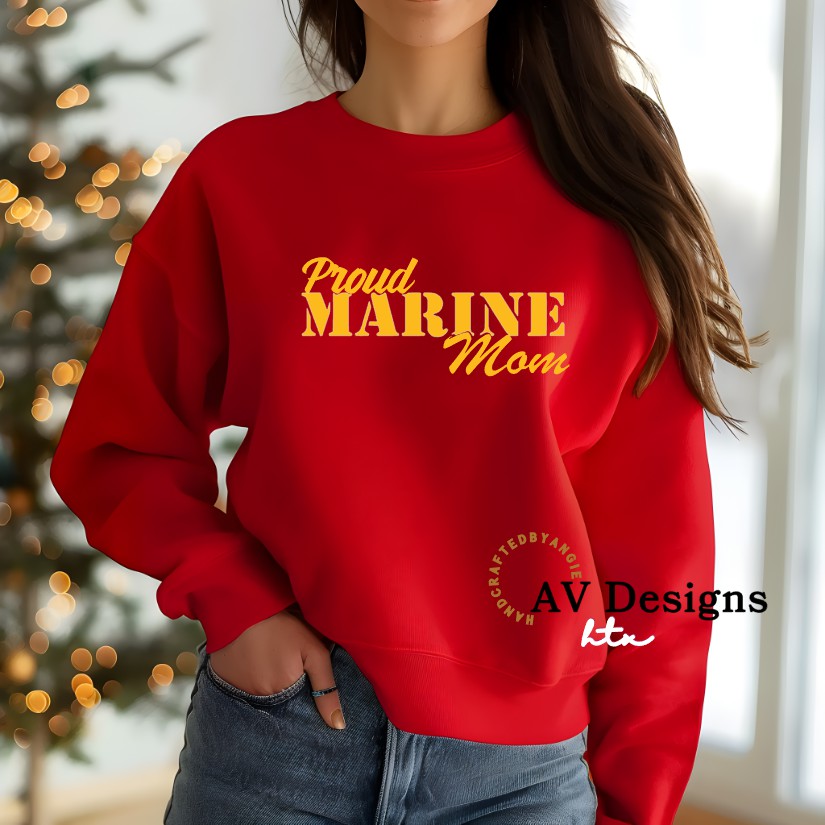 Proud Marine Mom Crew Sweater