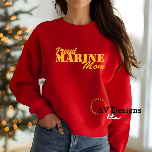Proud Marine Mom Crew Sweater