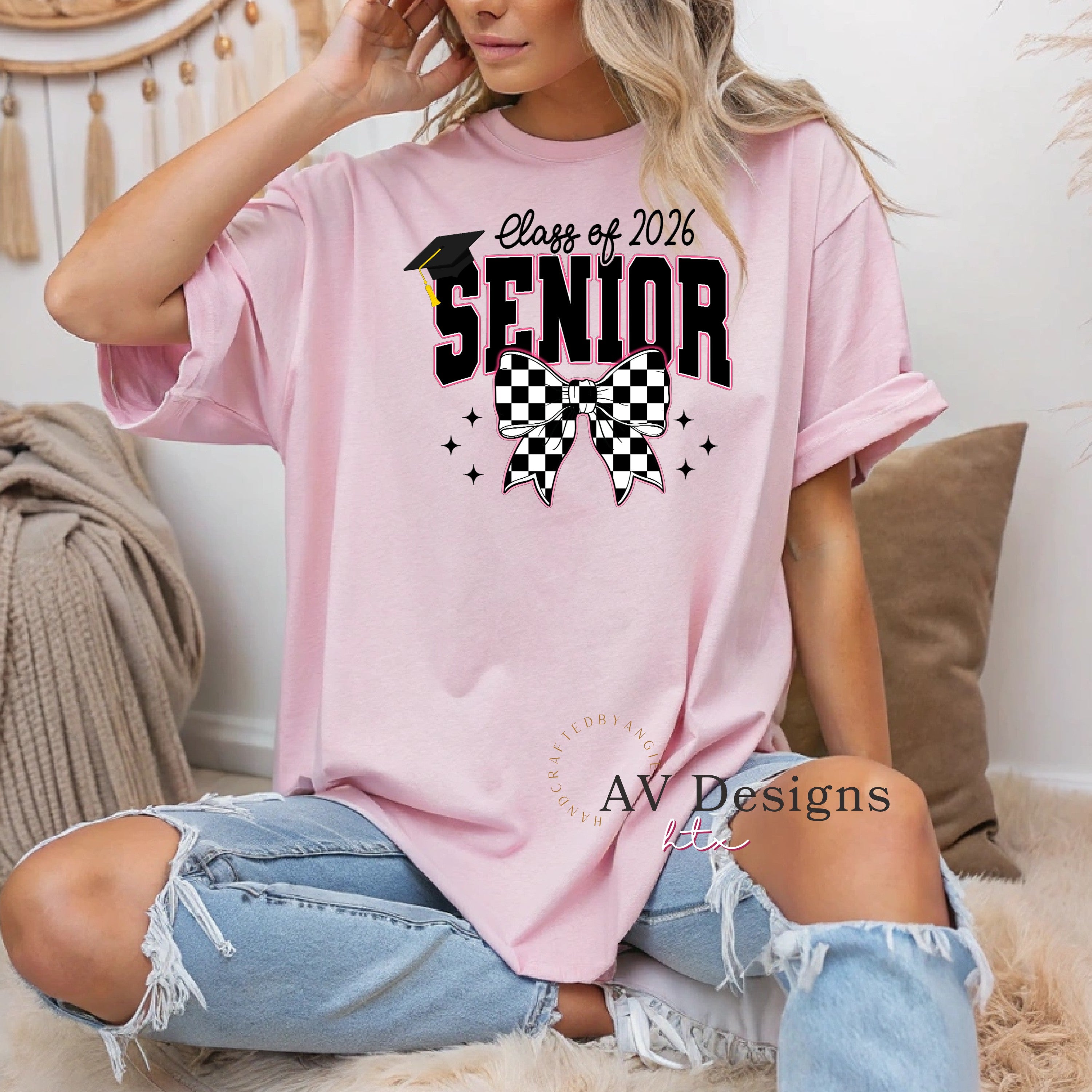 Class of 2026 Checkered Bow Tee